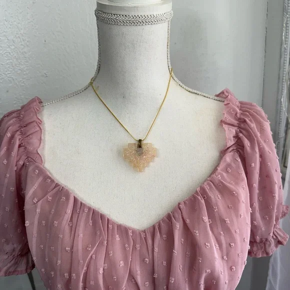 Gold Resin Glitter pendant Necklace - Picture 5 of 5